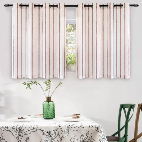 Miniatura 81 de DriftAway - Cortinas de Lino Mezcla de Granja 100% Opacas de 84 Pulgadas de Largo para Dormitorio, Cortinas Verticales Rayadas Impresas de Lino