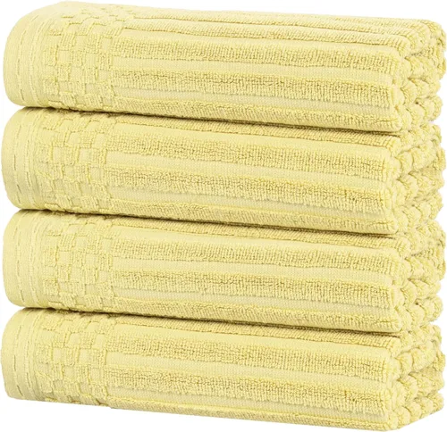 Miniatura 103 de Superior Juego de 6 toallas de algodón sólido y acanalado, toallas de cara de 13 x 13 pulgadas, toallas de mano de 16 x 28 pulgadas, toallas de baño