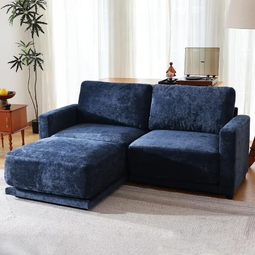 Miniatura 32 de Sofá modular de 79 pulgadas para sala de estar pequeña, sofá moderno en forma de L con otomana, juego de sofá de felpilla de 3 piezas para muebles