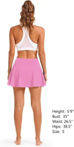Miniatura 5 de Stelle Faldas de tenis y golf para mujer, cintura alta con bolsillos, pantalones cortos interiores para atletismo, deportes, correr, pickleball