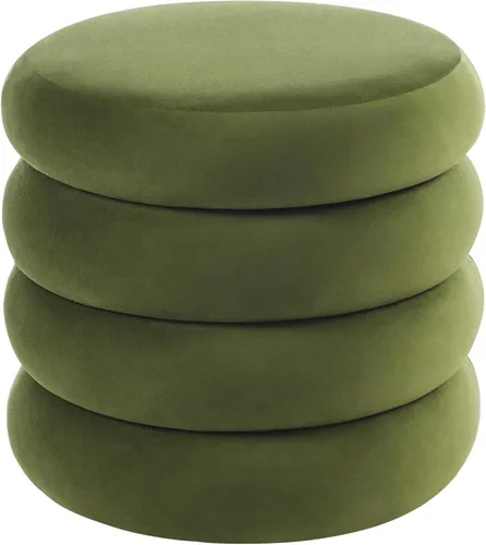 Flouki Taburetes otomanos redondos de almacenamiento de 19.5 pulgadas, taburetes de tocador para dormitorio, puf otomano de terciopelo con tapa Verde