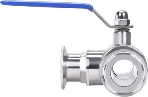 Miniatura 2 de DERNORD Válvula de bola sanitaria de tres abrazaderas de 1.5 pulgadas, válvula de bola de 3 vías T-Port de acero inoxidable 304, revestimiento