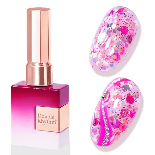 Miniatura 69 de Double Rhythm Esmalte de gel con purpurina de nieve de 0.5 fl oz, color holográfico reflectante para arte de uñas, salón de manicura y bricolaje