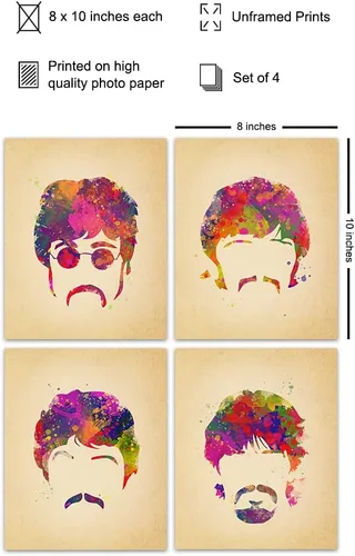 Miniatura 2 de Juego de póster de los Beatles, regalo para Paul McCartney, John Lennon, Ringo Starr, George Harrison, fanáticos de la música de los años 60