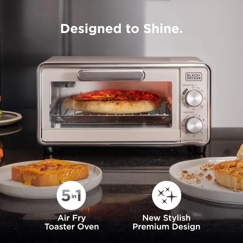 Miniatura 7 de BLACK+DECKER Crisp N Bake™ PRO - Horno tostador digital de 4 rebanadas, 5 funciones de cocción, horno de encimera de convección, se adapta a pizza