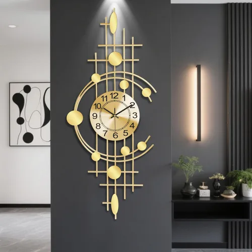 Miniatura 11 de Reloj de pared grande para sala de estar, silencioso, sin tictac, funciona con pilas, reloj de pared redondo y moderno de gran tamaño para dorado