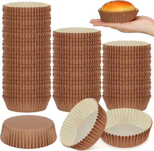 Uiifan - Moldes desechables redondos para cupcakes, moldes de papel para hornear, envoltorios de papel para cupcakes, moldes de papel aptos para