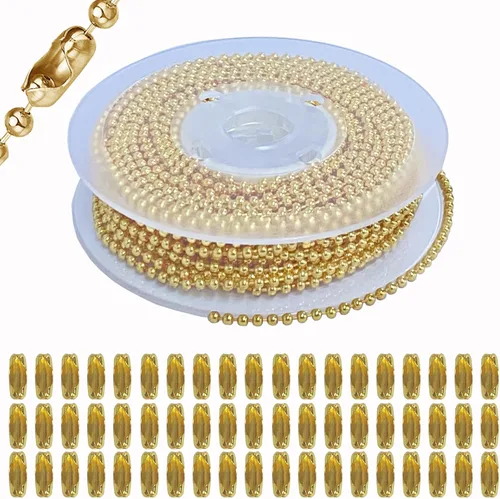 Miniatura 9 de Cadena de cuentas de bola de 0.094 in, cadenas extralargas de acero inoxidable de 110 pies, cadena de placa de identificación para perro con 200