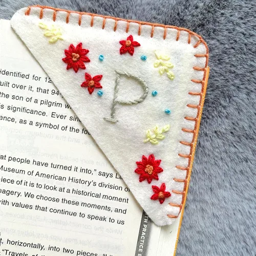 Miniatura 76 de Marcapáginas de esquina bordadas a mano personalizadas, Marcadores para mujeres, Marcador personalizado para los amantes de los libros, lindo Verde