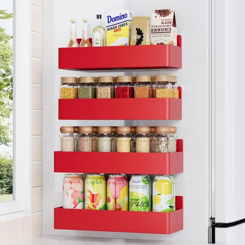Miniatura 11 de Mystozer Estante Magnético para Especias para Refrigerador, Organizador de Cocina y Estante de Almacenamiento, Negro (Paquete de 6)..