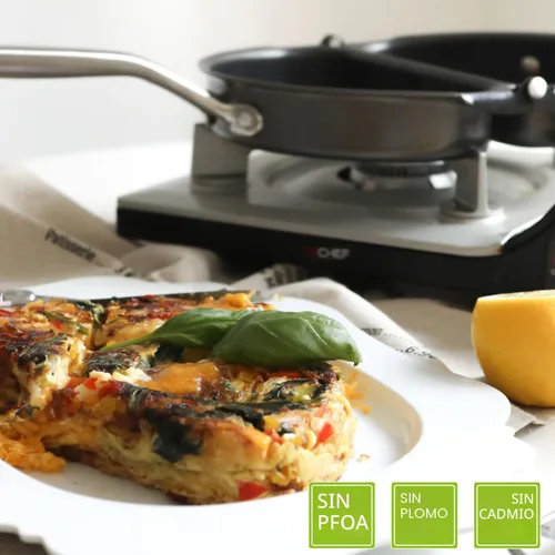 Miniatura 3 de TECHEF - Sartén para frittata y omelette, antiadherente de doble cara plegable, fabricada en Corea (libre de PFOA) (Negro)