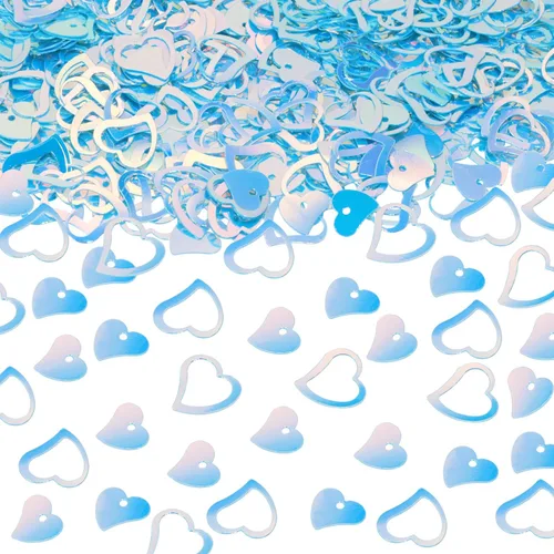 Miniatura 20 de ONLYKXY 1200 piezas de confeti en forma de corazón, decoración de mesa de boda, confeti con purpurina para fiesta de boda (amarillo brillante)