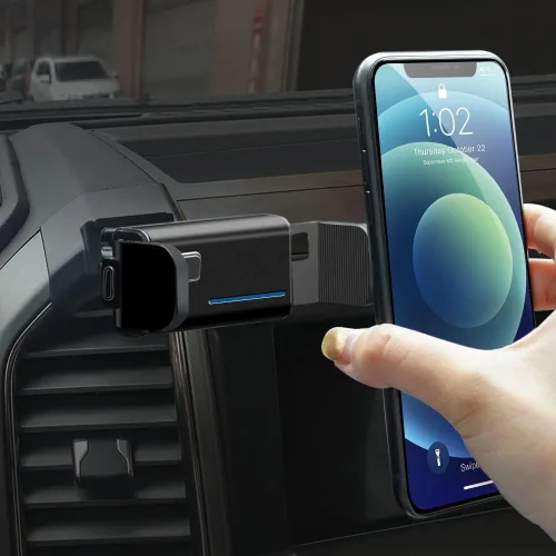 BEERTE Soporte de teléfono para automóvil para Ford F-150 2015-2020 Soporte de teléfono móvil de sujeción eléctrica 360° giratorio ajustable f150