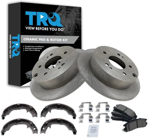 Miniatura 84 de TRQ Kit de pastillas de freno y rotor Posi trasero premium con zapatas de estacionamiento para camión GM SUV