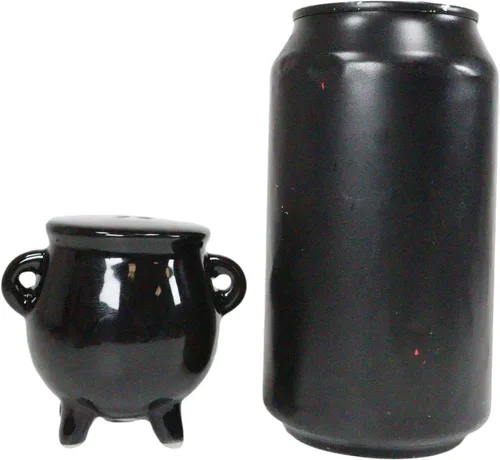 Miniatura 3 de Ebros Gift Juego de salero y pimentero para Halloween, bruja, Wicca, magia, negro, salero y pimentero, figuras de cerámica, caldero de poción