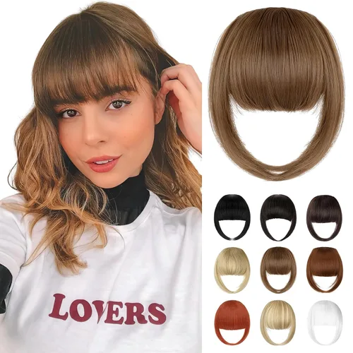 Miniatura 12 de Bangs Hair Clip in Bangs, French Ash Blonde Fake Bangs Hair Clip on Bangs for Women Fringe with Temples Hairpieces Faux Bangs for Daily Wear