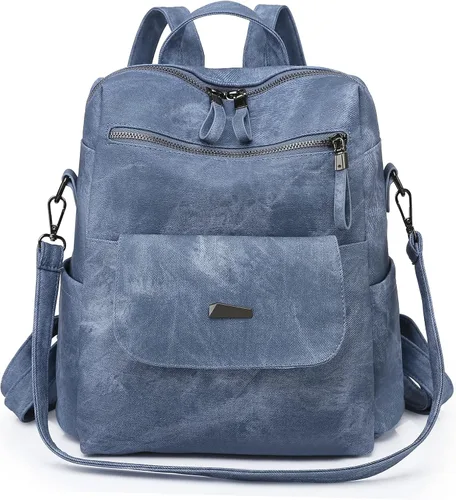 Miniatura 12 de Mochila para mujer, mochila de piel sintética, mochila antirrobo, mochila antirrobo de viaje, multiusos, ligera, impermeable, convertible, bolsa