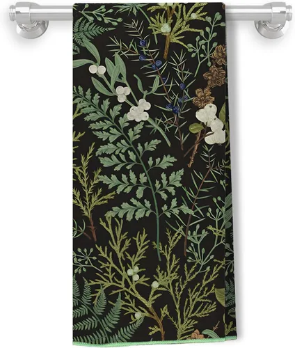 Miniatura 9 de Green Fern Leaf - Toallas de cocina y baño - Toallas de hierbas botánicas vintage, 16 x 24 pulgadas