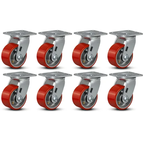 Miniatura 46 de Ruedas industriales de 4 x 2 pulgadas, ruedas resistentes, ruedas de poliuretano, capacidad de hasta 3200 libras. Uso para camión de plataforma