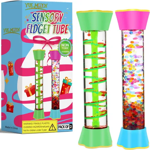 Miniatura 8 de Tubos sensoriales antiestrés – Juguetes calmantes para niños – Tubo sensorial con botella de purpurina, giratorio por gravedad, espiral de gota