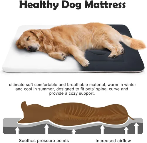 Miniatura 3 de Cama grande y acolchada de 36.0, 42.0 y 47.0 pulgadas para perro, lavable, con base antideslizante, cama para mascotas, camas para gatos, caseta