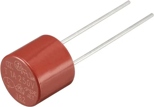 Miniatura 3 de uxcell® 20pcs DIP montado en miniatura cilindro lento golpe micro fusible T1A 1A 250V rojo