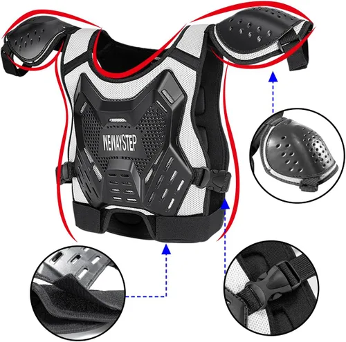 Miniatura 5 de Protector de Pecho para Bicicleta de Tierra para Niños - Chaleco de Armadura de Motocicleta Motocross con Rodilleras y Coderas - Traje de Protección