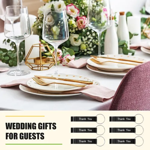 Miniatura 5 de FoldTier 50 llaveros para abridor de botellas a granel con texto en inglés "Thank You", regalos de boda, para invitados, abridor de botellas