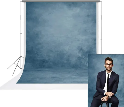 UrcTepics Telón de fondo de microfibra azul de 5 x 7 pies para retratos de graduación senior, telón de fondo de textura abstracta para fotografía,