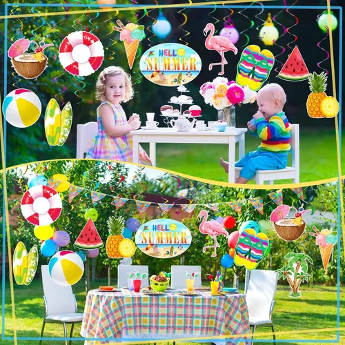 Miniatura 6 de Fabbay 30 piezas de remolinos colgantes de techo de aluminio para fiesta de verano en la piscina, playa, decoración de fiesta de cumpleaños