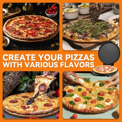 Miniatura 7 de Baker’s Friend Horno para Pizza Eléctrico con Control de Temperatura, Fabricante de Quesadillas para Interior, Horno Eléctrico para Pizza de 12