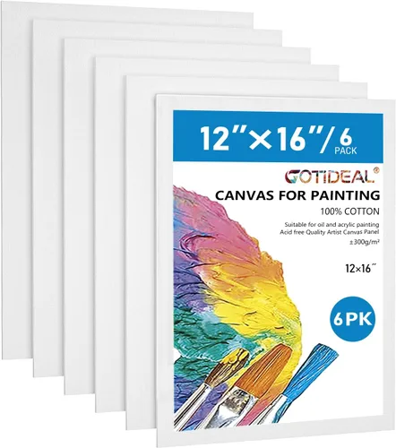 Miniatura 12 de GOTIDEAL Lienzos para pintura, 10 x 10 pulgadas, paquete de 12 paneles de lienzo planos en blanco imprimados profesionales, 100% algodón, tableros