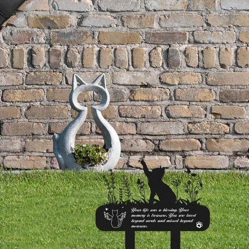 Miniatura 3 de Rngmsi Marcadores de tumba para mascotas, placa conmemorativa de metal para gatos, estacas de cementerio impermeables, lápida para mascotas