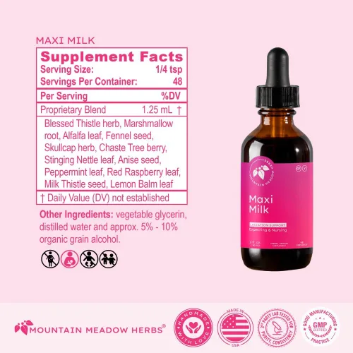 Miniatura 4 de Mountain Meadow Herbs Maxi-Milk - Soporte líquido natural para la lactancia para aumentar la producción de leche materna de forma rápida y efectiva