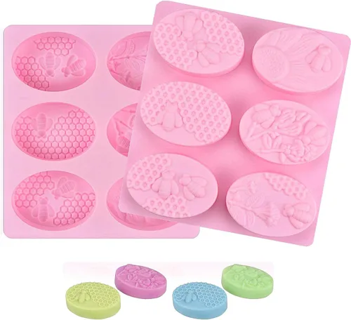 2 moldes de jabón de silicona de abeja, moldes de panal para hacer dulces de gelatina de chocolate