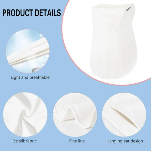 Miniatura 3 de PROUDDEMON Máscara facial UV UPF 50+ para mujeres y hombres – Polaina de protección solar de cara completa de seda de hielo, velo refrescante