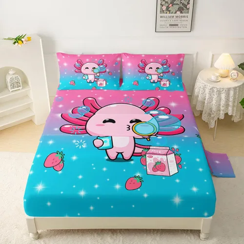 Miniatura 25 de QOOMO Sábanas Kawaii de Conejo para Niños Tamaño Twin, Juego de Sábanas de Cama Kawaii Bunny con Bolsillo Profundo de 16", Juego de Sábanas