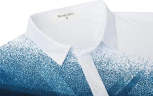 Miniatura 4 de Derminpro Polo de golf de manga corta con cuello elástico para hombre, de secado rápido