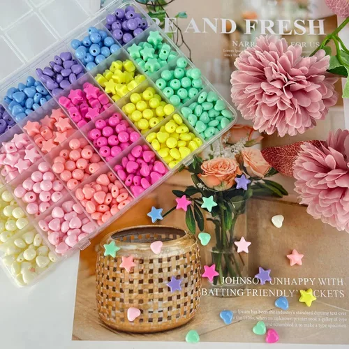 Miniatura 3 de 700 cuentas acrílicas redondas en forma de corazón para pulseras, joyería, collares, manualidades, cuentas de caballo para el cabello, cuentas