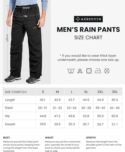 Miniatura 7 de Men's Rain Pants, Waterproof Rain Over Pants Windproof Hiking Pants