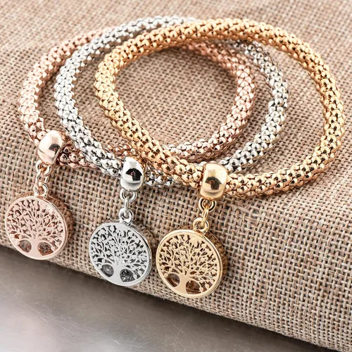 Miniatura 4 de Long Way 3 pulseras de abalorios chapados en oro rosa y plata para mujer, pulsera elástica multicapa de cristal