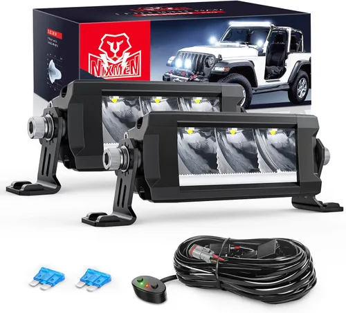 Miniatura 19 de Nilight Barra de luz LED con DRL ámbar 2 PCS 15 W 5.3 pulgadas fila única 1680 LM anti-reflejo punto todoterreno luces de conducción delgadas IP68