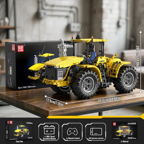 Miniatura 5 de Mould King 17081 RC Technik City Tractor Building Set, MOC Semi Construcción Vehículos Farm Sets para Adultos, 1401 Piezas Control Remoto