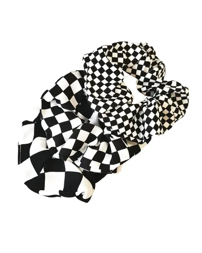 Miniatura 13 de Checkered Plaid Scrunchies Black White Plaid Checkered Hair Scrunchies Checkerboard BW17 (3 Pcs-Large Plaids)