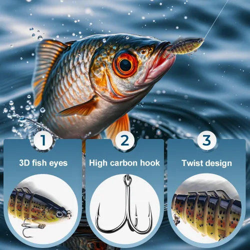 Miniatura 4 de hoehew Señuelo de pesca robótico 3D, nuevo cebo de natación biónico para agua dulce y salada, equipo de pesca atrae señuelos de pesca, lubina