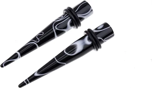 Miniatura 4 de Juego de 50 piezas de estiramiento de oreja 14 calibres 00 pendientes de mármol acrílico cónico piercing conjuntos de joyería