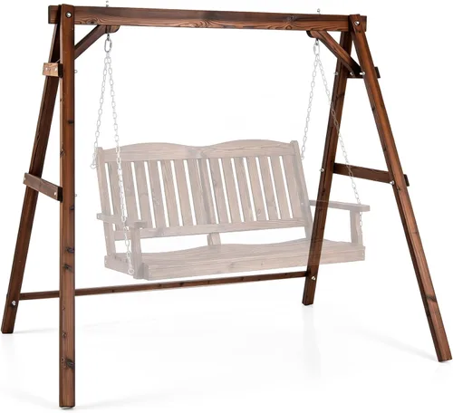 Miniatura 10 de Tangkula Marco de columpio de porche de 770 libras, soporte de columpio de madera resistente con barras reforzadas, marco de columpio de madera