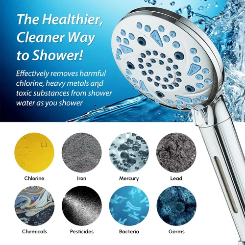 Miniatura 6 de AquaCare High Pressure 10 Spray Mode Filtered Showerhead - Handheld Shower Head Filters Chlorine to Heal Dry Skin, Revive Hair - Dual Power Wash