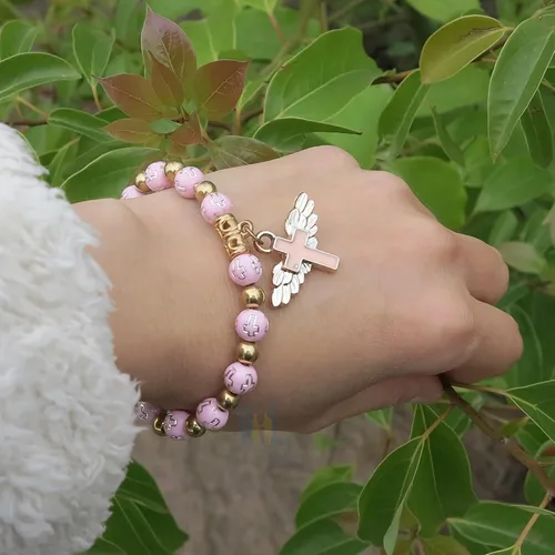 Miniatura 5 de WE 12 pulseras de cruz de ala de ángel para niña, recuerdo de bautizo/recuerdo de bautizo