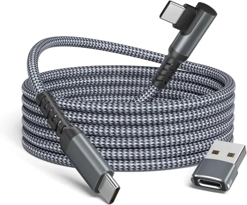 Basesailor Cable USB C a tipo C de 60 W de 6.6 pies con adaptador USB, cable de carga rápida PD de 90 grados para MacBook Pro Mac, iPad 10 Air 5